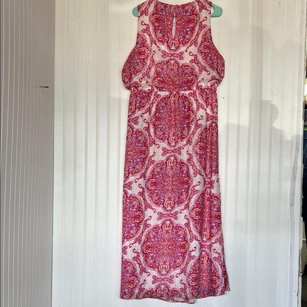 Chico's Pink and White Maxi Dress